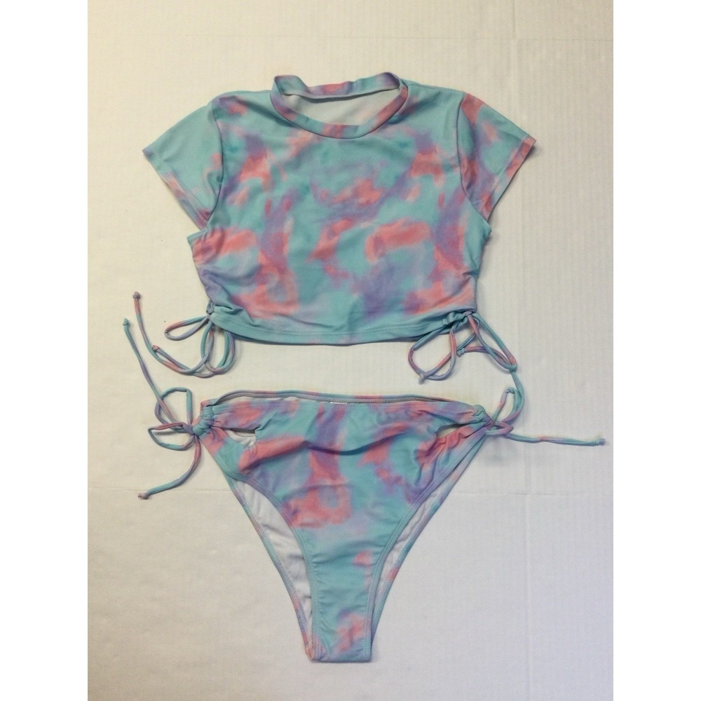 Swimsuit 2 Piece Size Medium Teen Bikini Bottom With A Short‎ sleeve Top
